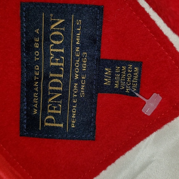 Pendleton Preppy Holiday Red Chore Barn Academia Wool Minimalist Pea Coat Medium - Picture 12 of 12